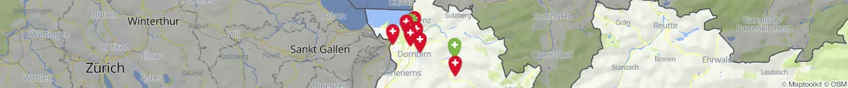 Kartenansicht für Apotheken-Notdienste in der Nähe von Bregenz (Vorarlberg)
